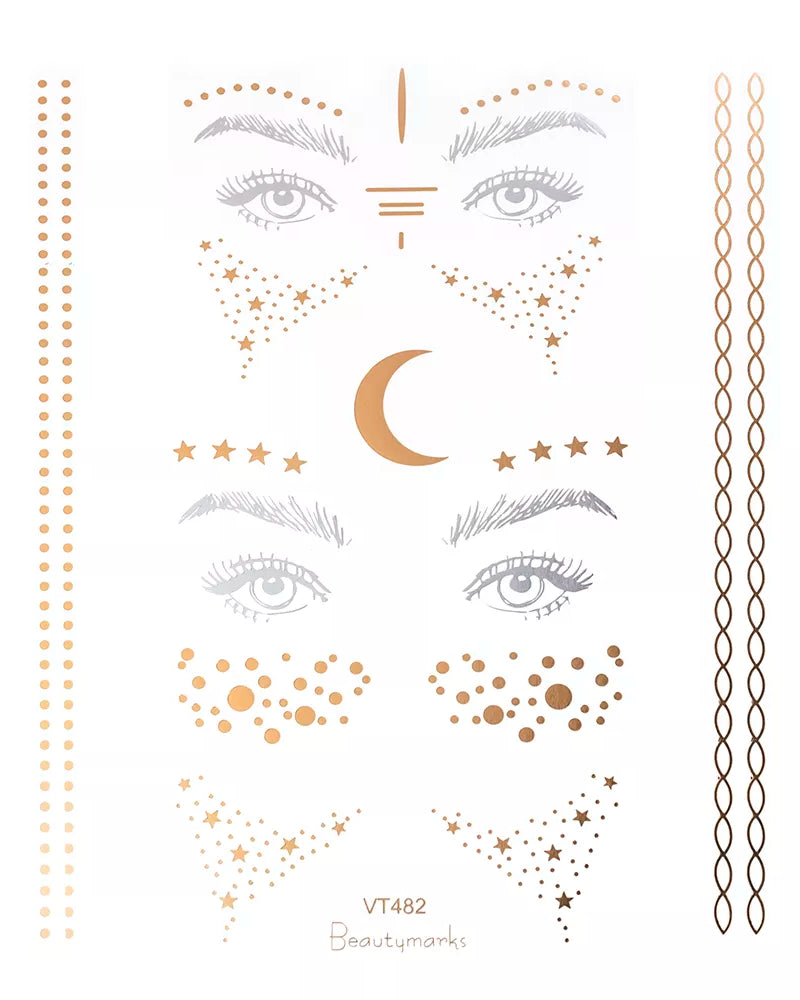 2 Gold Face Temporary Tattoo