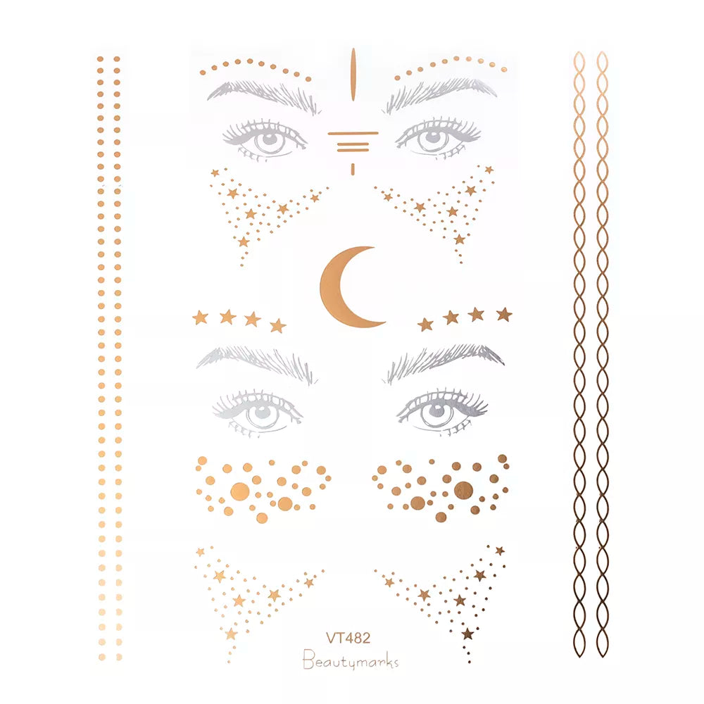 2 Gold Face Temporary Tattoo