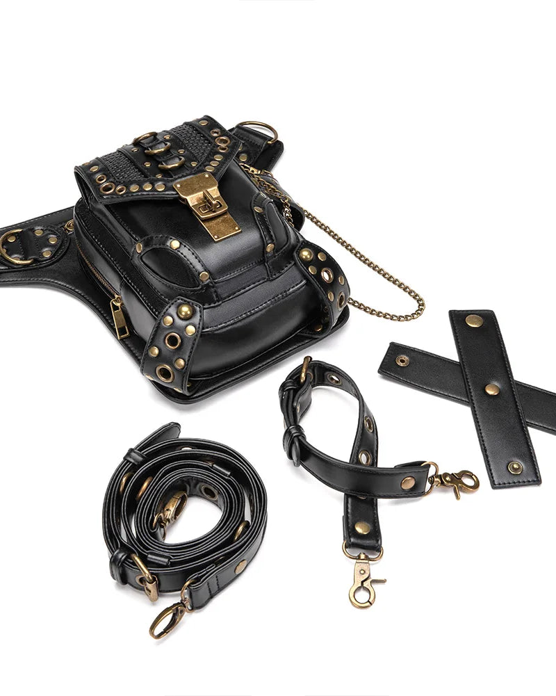 Black Steampunk Waist Leg Bag3