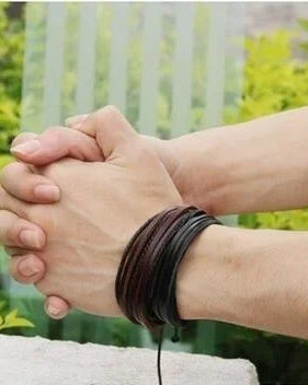 Brown and Black Leather Bracelet