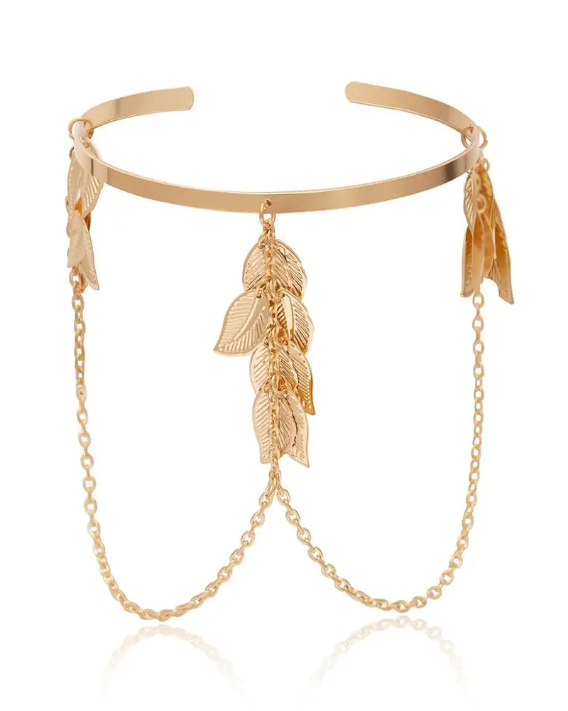 Gold Upper Arm Bracelet Leaf Cuff bracelet for women Festival Fashion