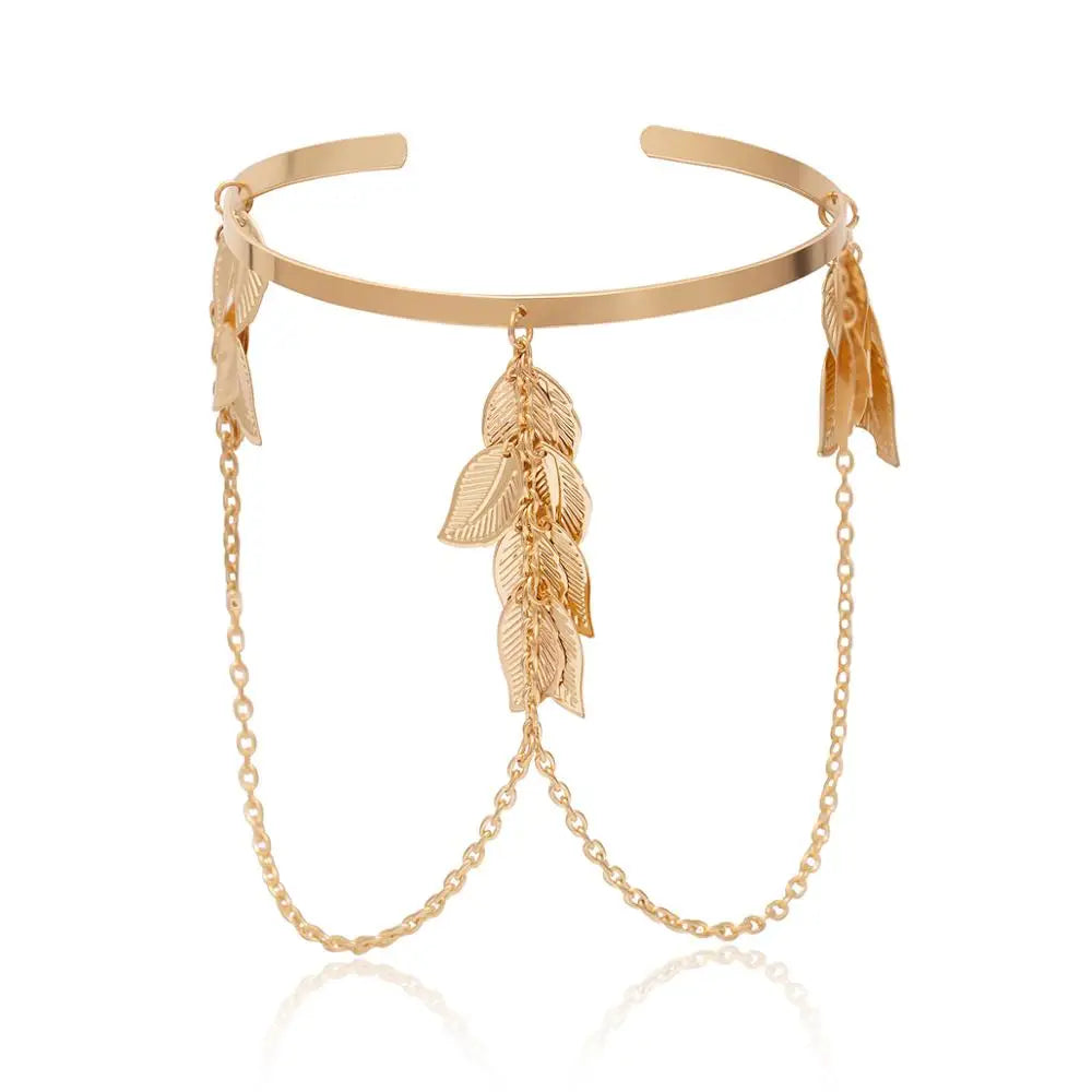 Gold Upper Arm Bracelet Leaf Cuff bracelet for women Festival Fashion