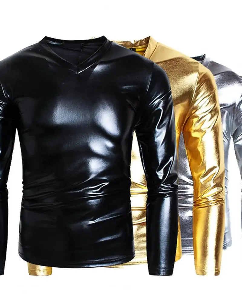 Long Sleeve T-Shirt with Flat V-neck