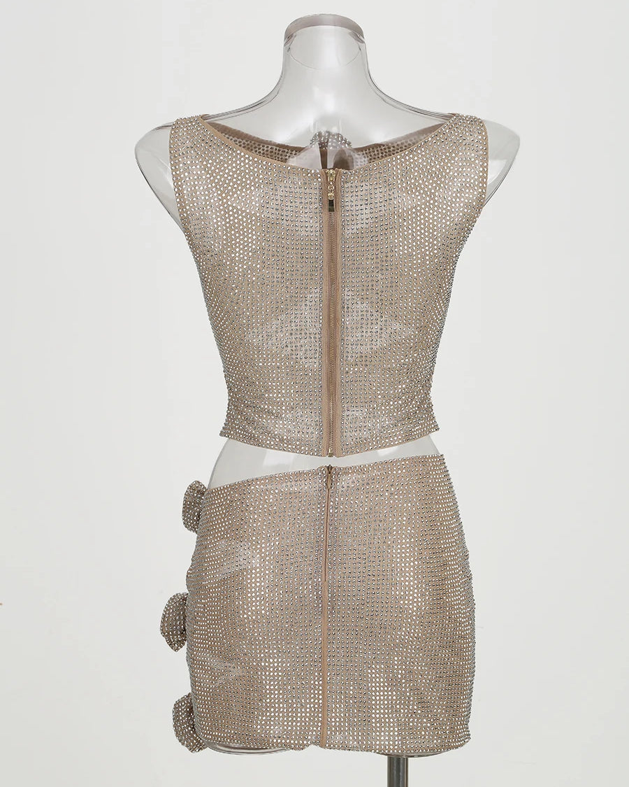 Rhinestone Flower Cut-Out Set Back