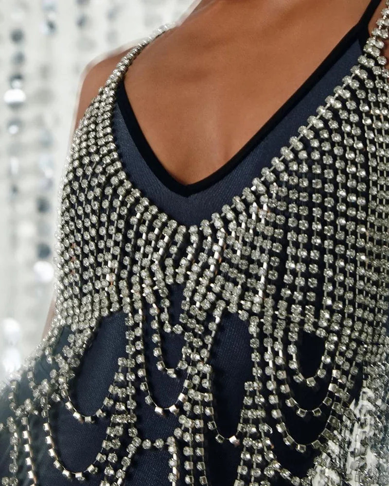 Rhinestone Tassel Body Chain