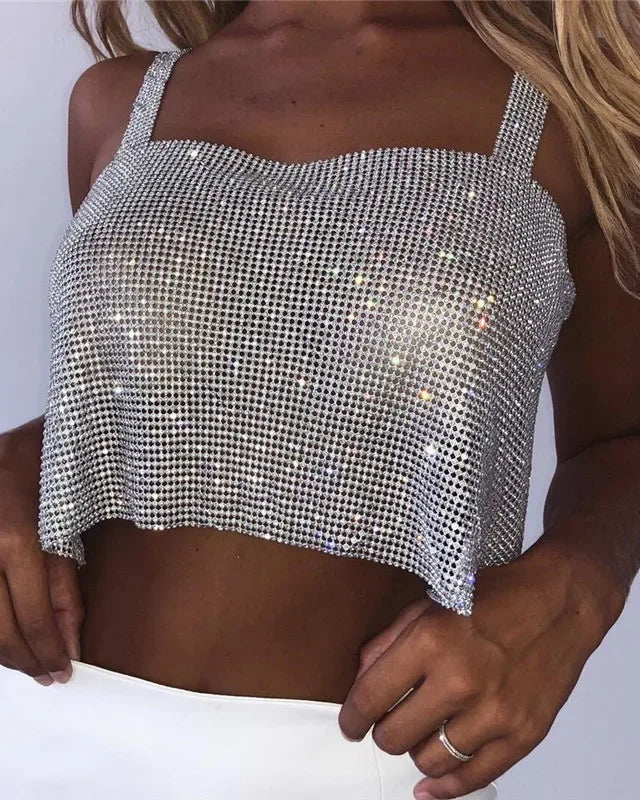 Rhinestones Crop Top