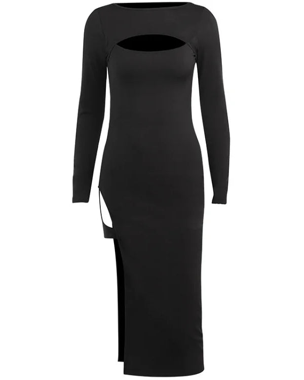 Black Hollow Strap Romper Bodysuit