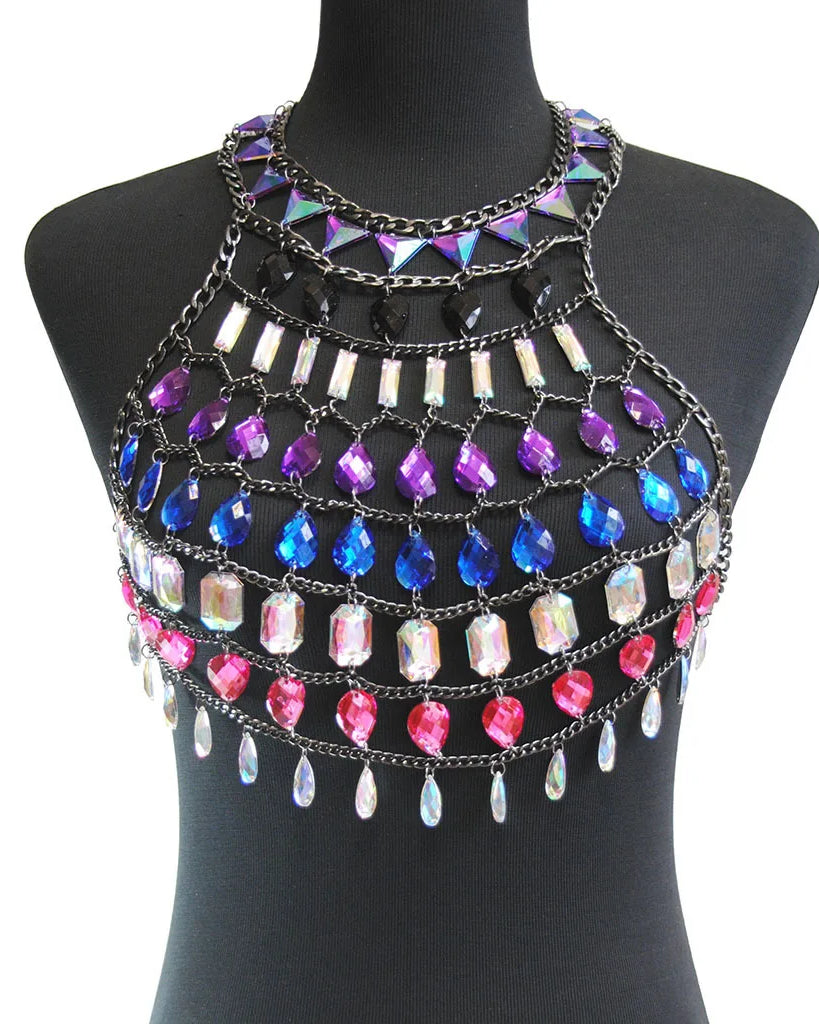 Women Boho style Shiny Acrylic Crystal Festival outfit Tank Top Halter Patchwork Gem Sequins Cami Crop Top