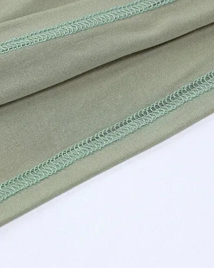 Green Long Sleeve Crop Top with Mini Skirt