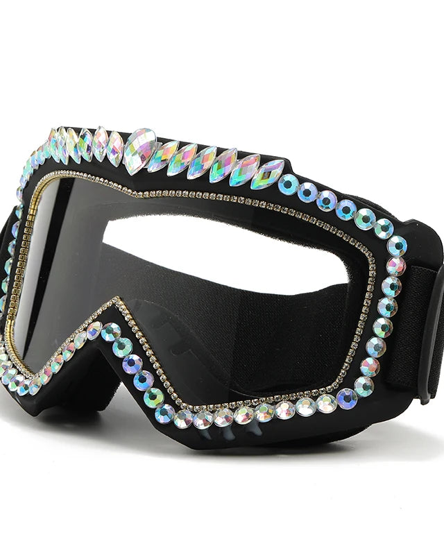 Steampunk Oversized Diamond Rhinestones Ski Goggles