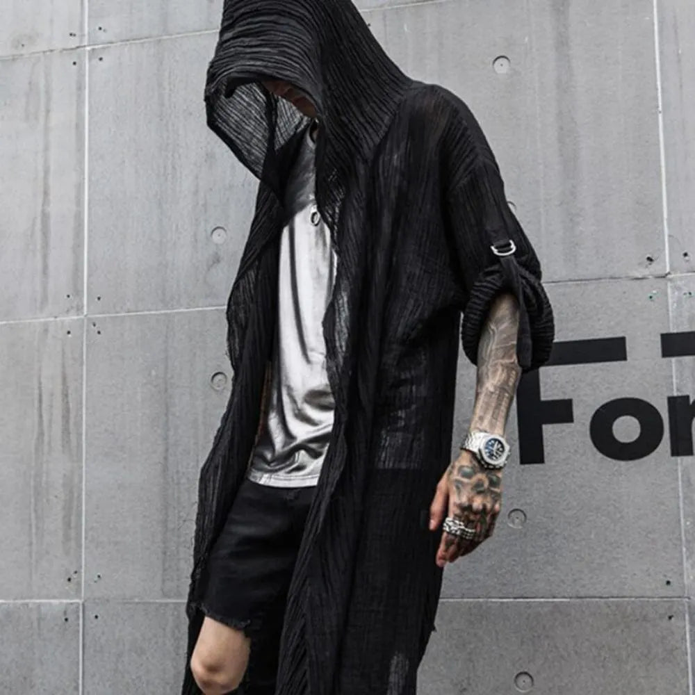 Mens long black hooded cardigan deals