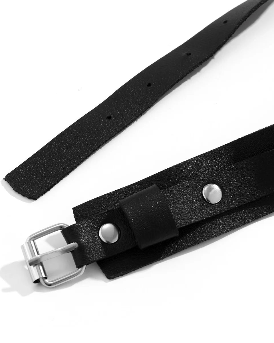 Punk Black Leather Upper Arm Cuff Bracelet Armband