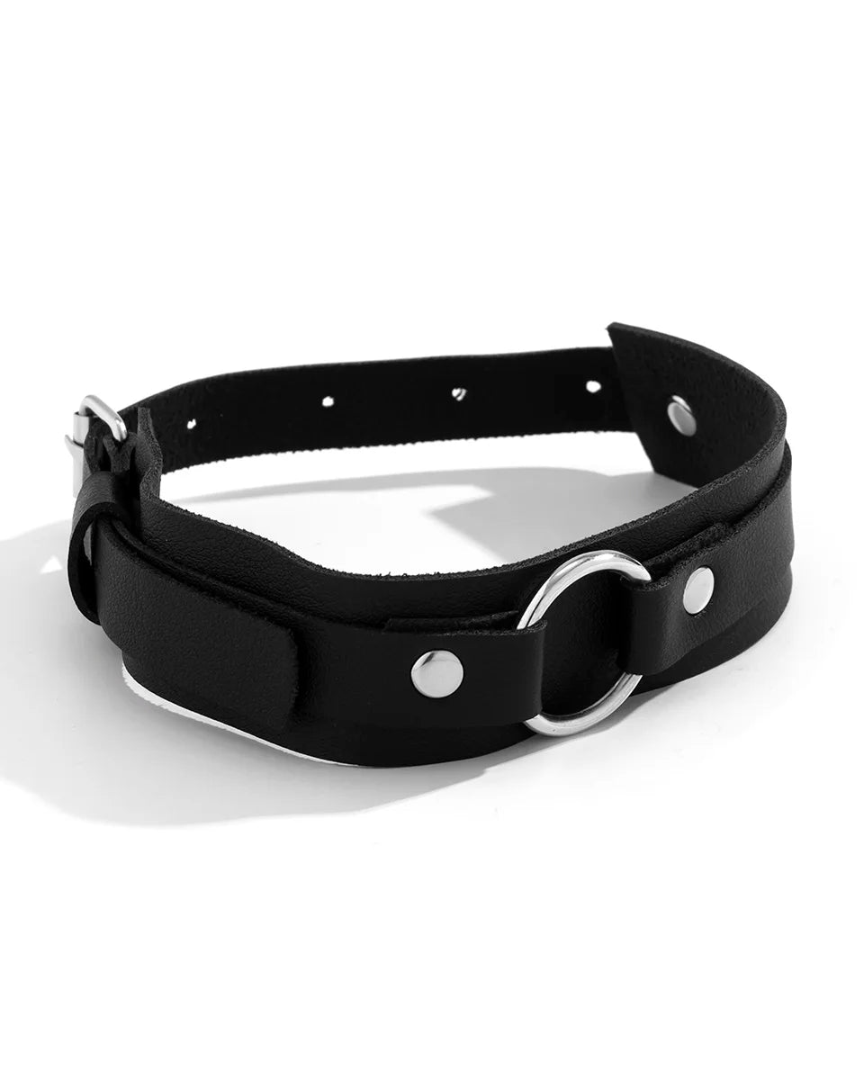 Punk Black Leather Upper Arm Cuff Bracelet Armband