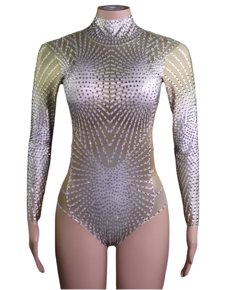 Rhinestones Long Sleeve Bodysuit