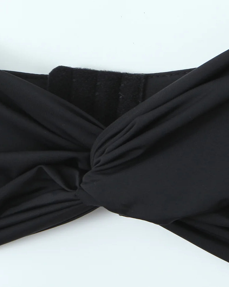 black Backless Ruched Top