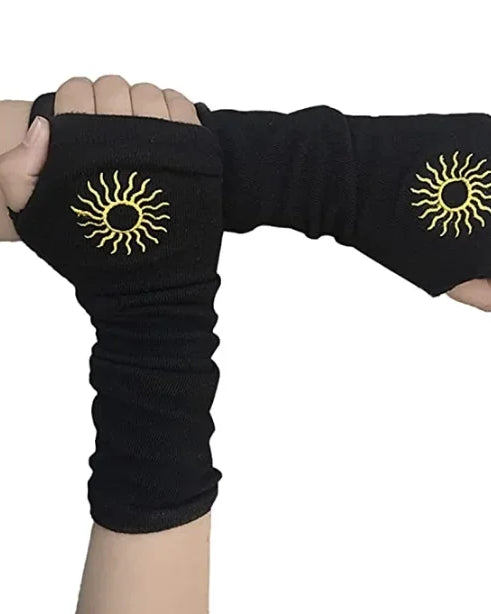 Long Fingerless Knit Gloves