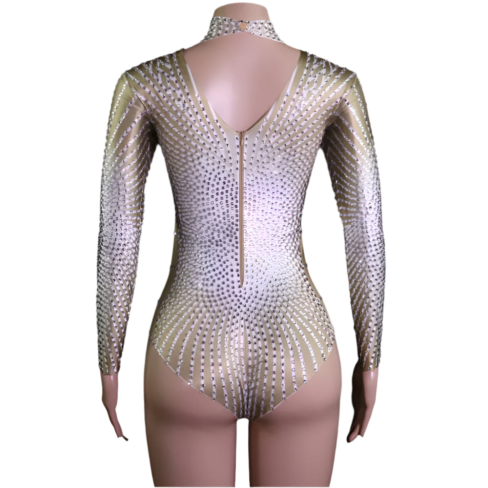 Rhinestones Long Sleeve Bodysuit