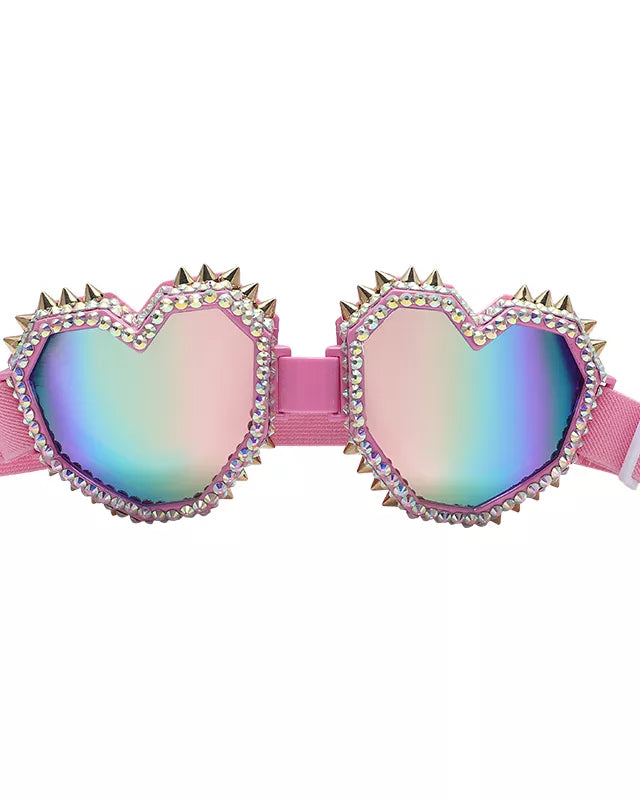 Heart Shaped Goggle Sunglasses Steampunk Cyberpunk Pink crystals Burning man Festival Rave
