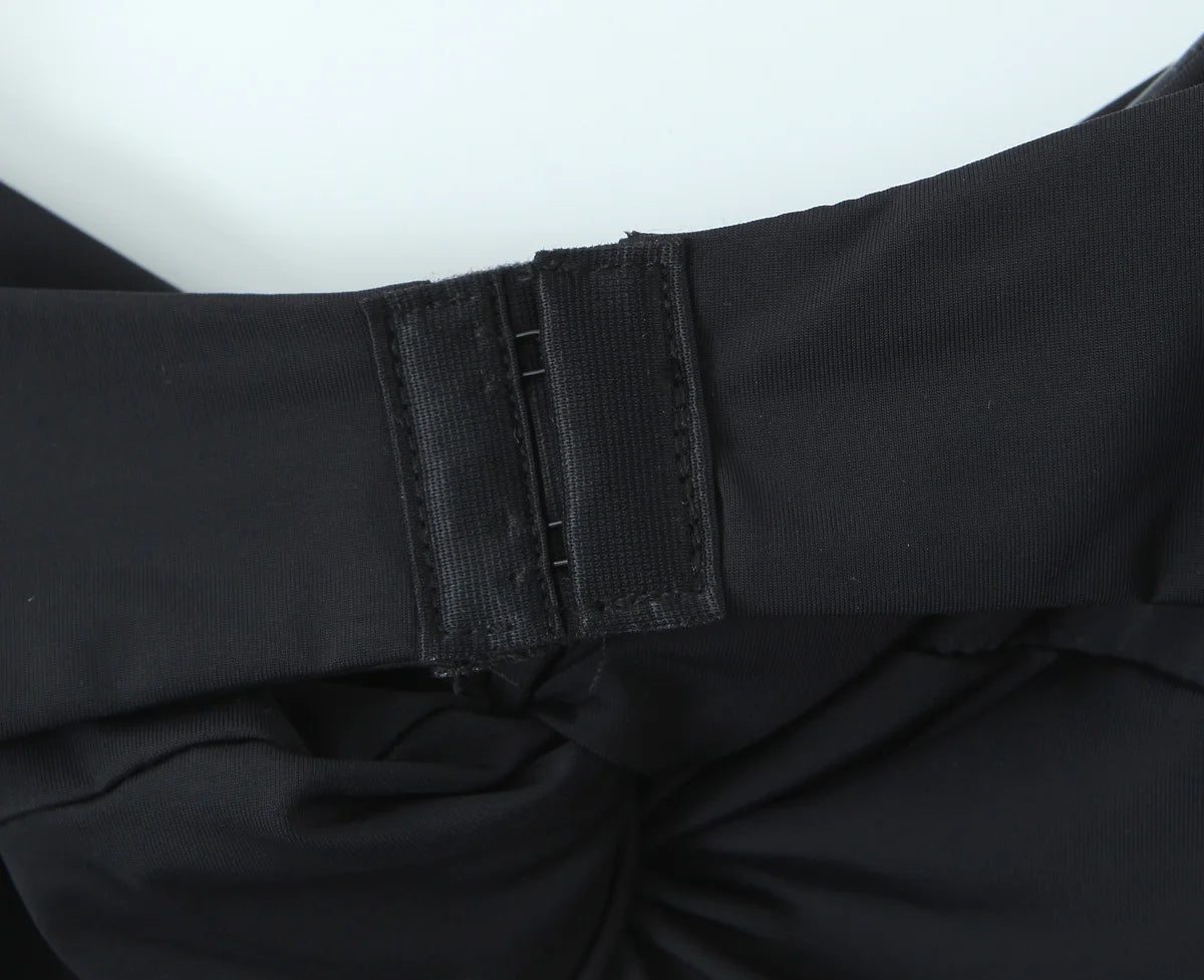 black Backless Ruched Top