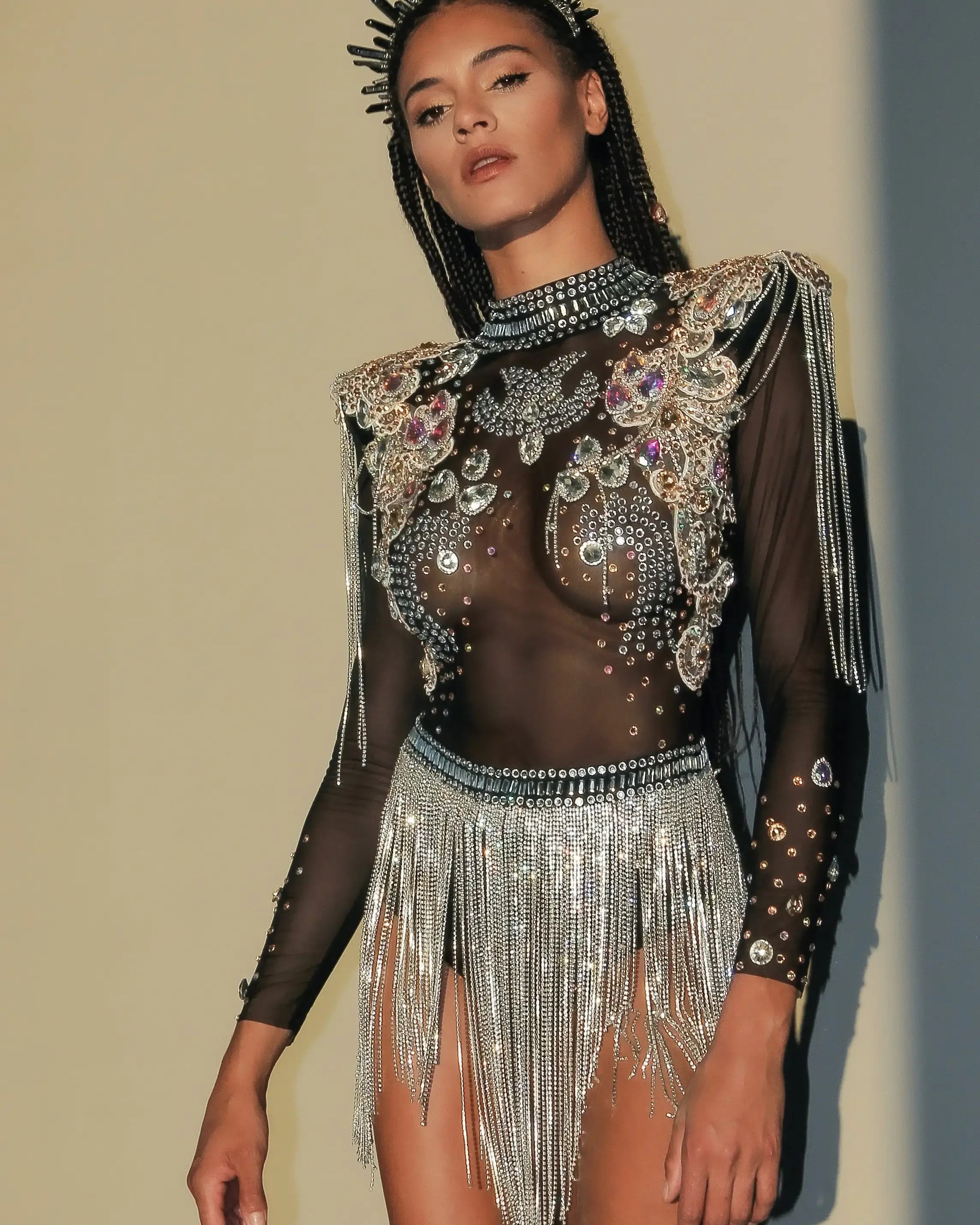 Rhinestone Tassel Festival Bodysuit