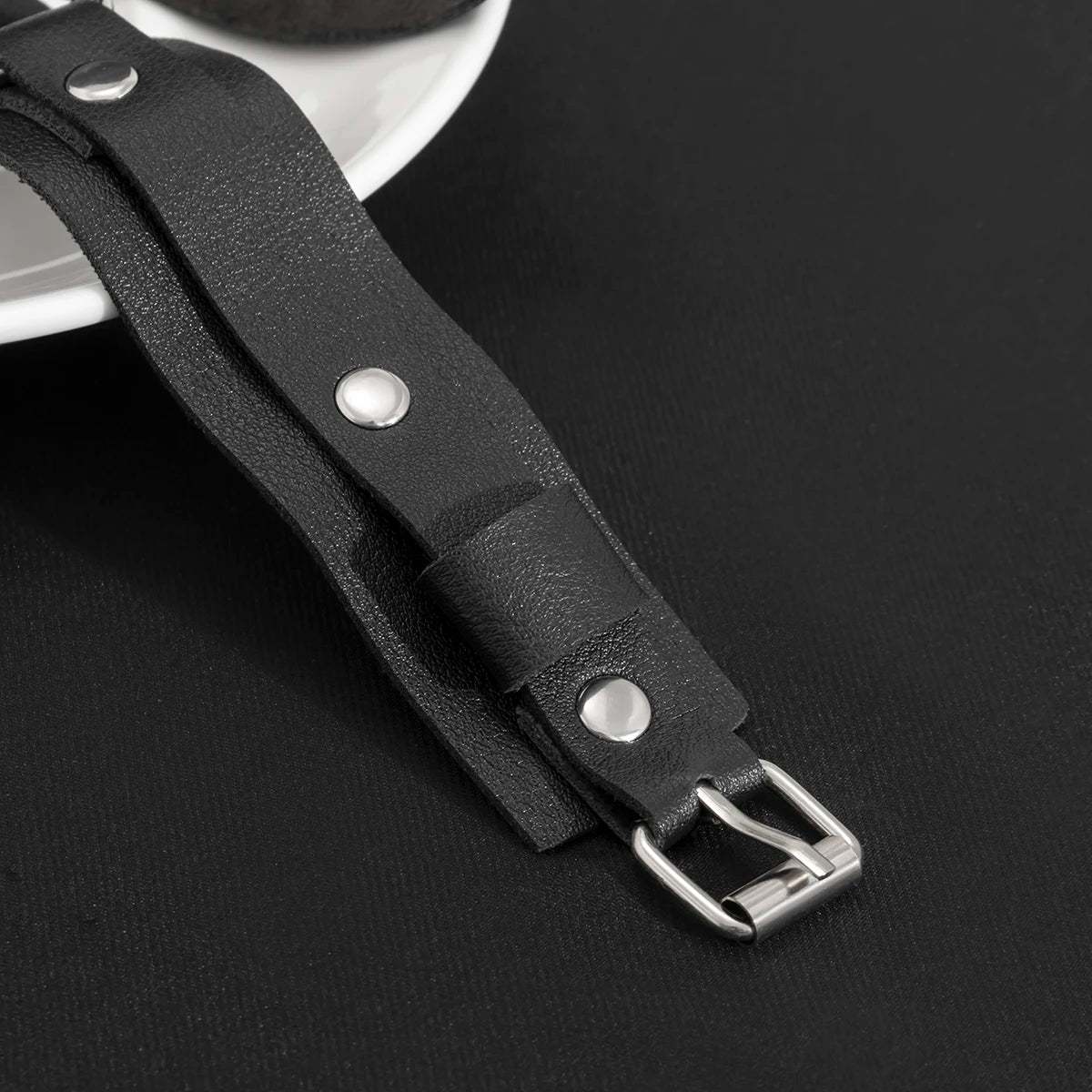 Punk Black Leather Upper Arm Cuff Bracelet Armband