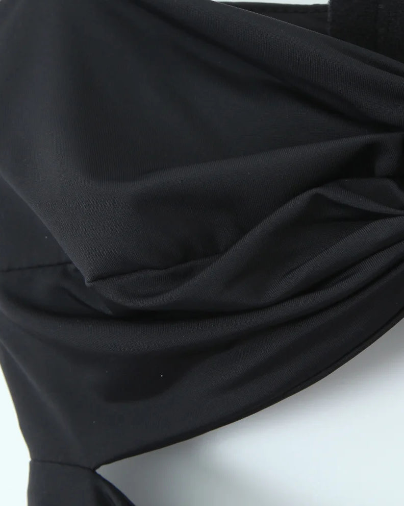 black Backless Ruched Top