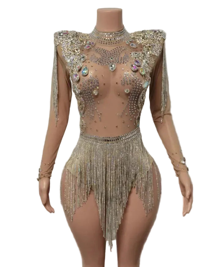 Rhinestone Tassel Festival Bodysuit