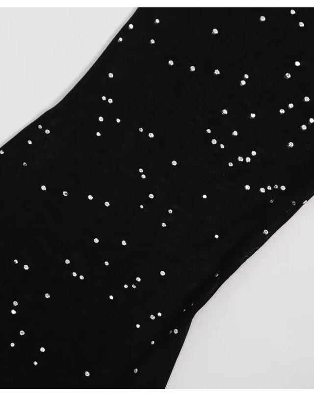 black Long Transparent Pants With Glitter Mesh festival outfits