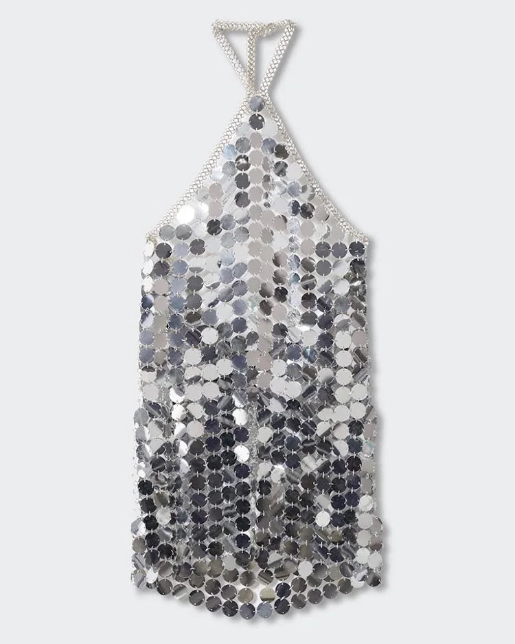 Silver Shiny Sequins Dress
