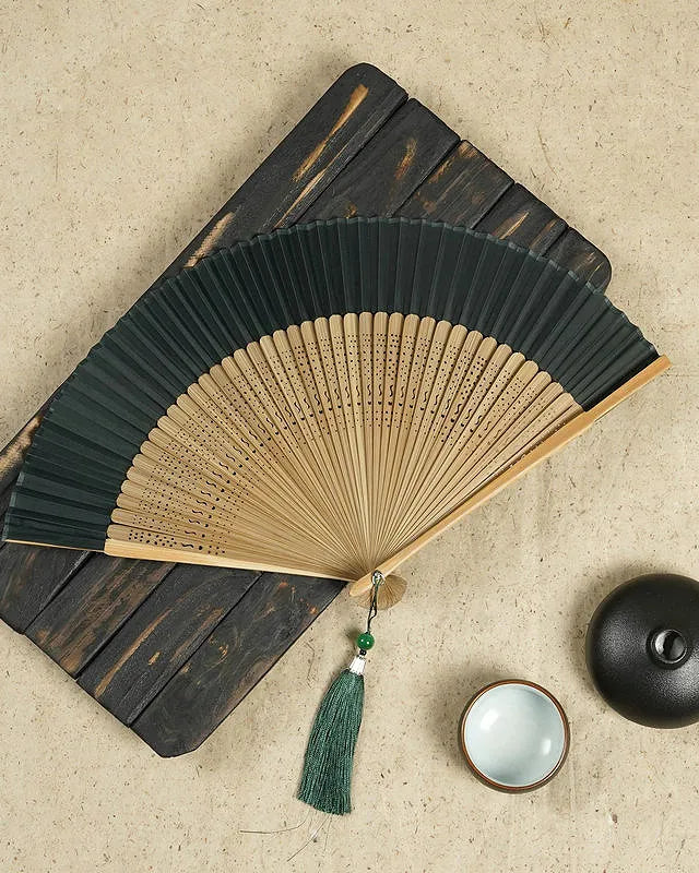 Black Folding Hand Fan festival outfit