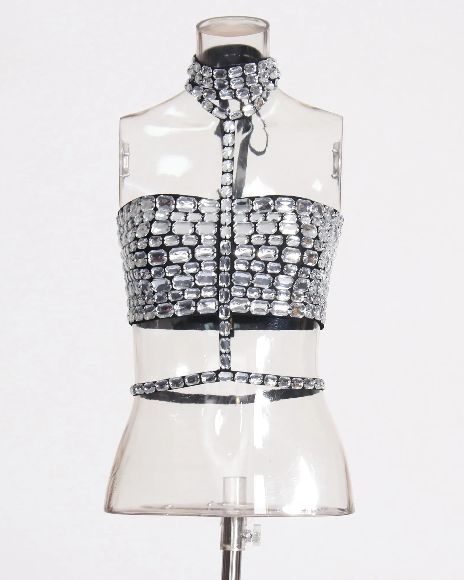 Rhinestones Set Strapless Sleeve Top and Short