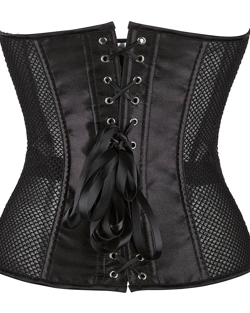 Overbust Corset Black Hollow Out Mesh Waist Trainer Bustier Top Sexy Shapewear waist cincher busiter slimming Festival Outfit Fashion Concert Rave Party Boho Style