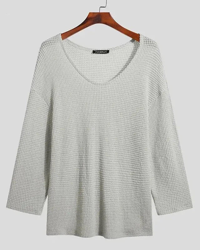 Grey Boho Style Long Sleeve Thin Knitted Sweater Top Knit Pullover See Through festival outfit fashion