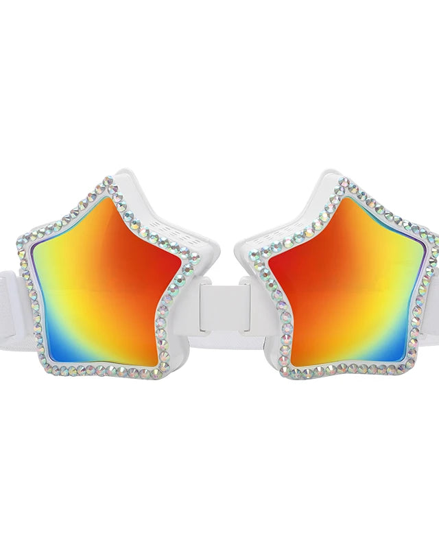 Heart Shaped Goggle Sunglasses Steampunk Cyberpunk White crystals Burning man Festival Rave