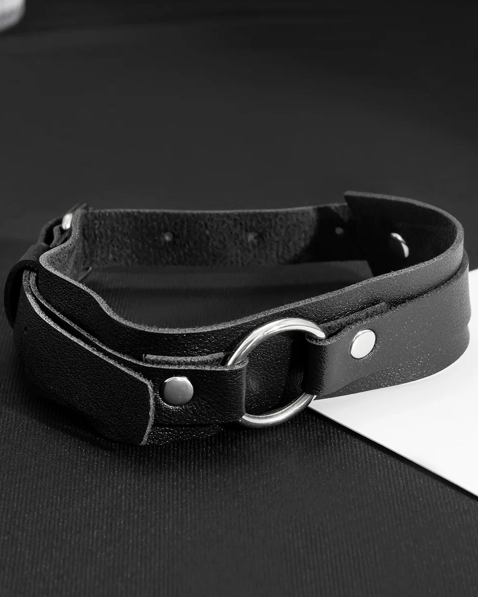 Punk Black Leather Upper Arm Cuff Bracelet Armband