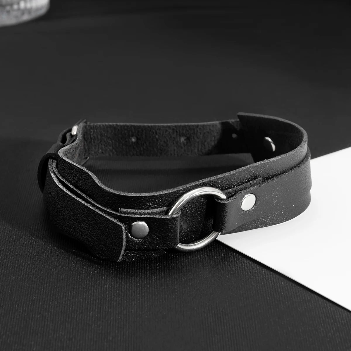 Punk Black Leather Upper Arm Cuff Bracelet Armband