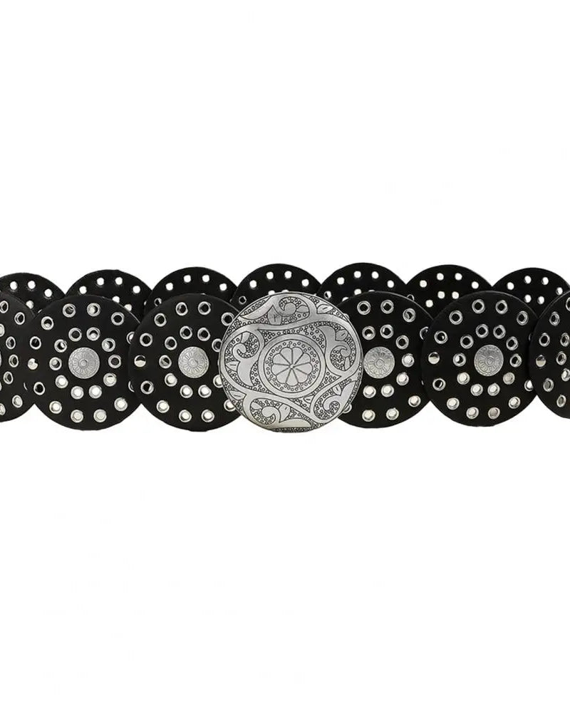 Women brown Retro Belt Vintage Hollow Out Cowboy Style Women's Wide Disc Belt Western festival fashion outfit