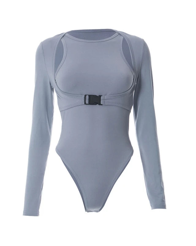 Grey Long Sleeve Bodysuit