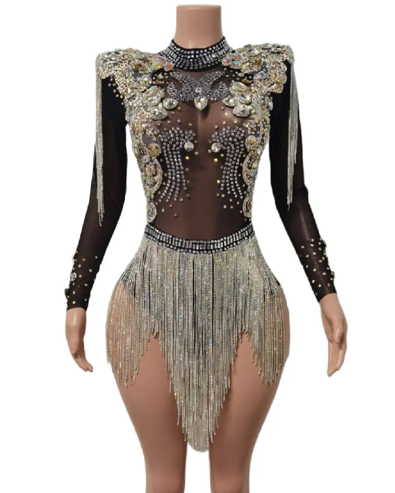 Rhinestone Tassel Festival Bodysuit