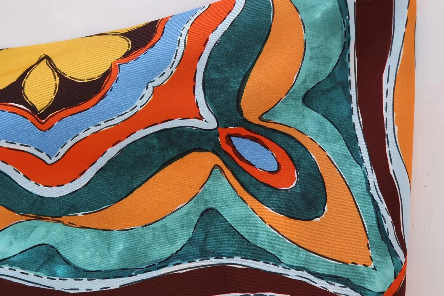 orange blue green Boho Style Set print dress Strapless Lace-up Top High Waist Straight Long Pants Fashion Festival Outfits Concert Rave Party