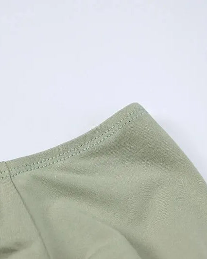 Green Long Sleeve Crop Top with Mini Skirt