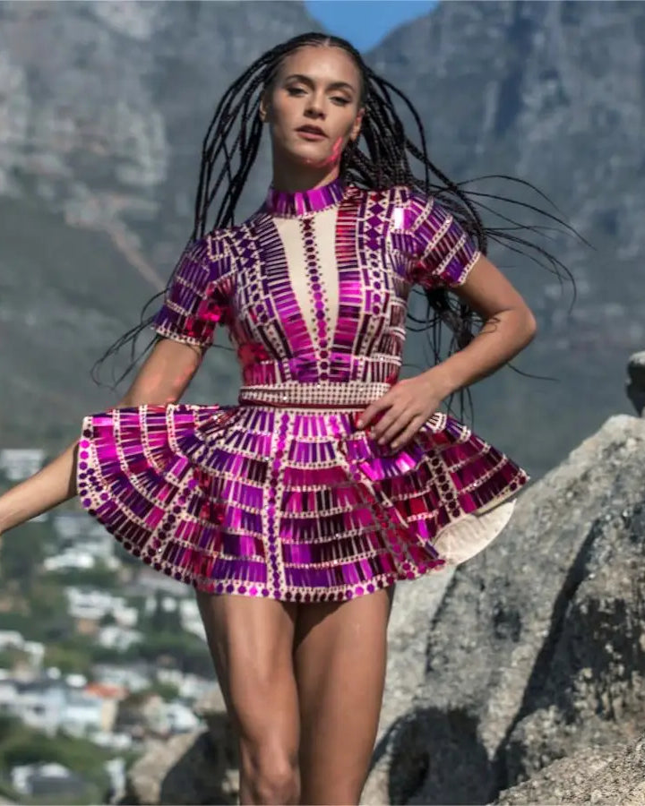 Sequin Rhinestone Festival Mini Dress