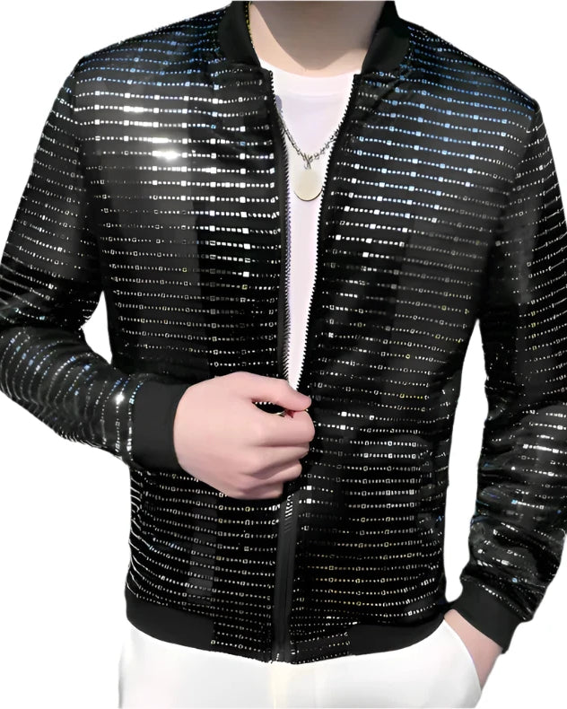 Sequin Slim Jacket Black