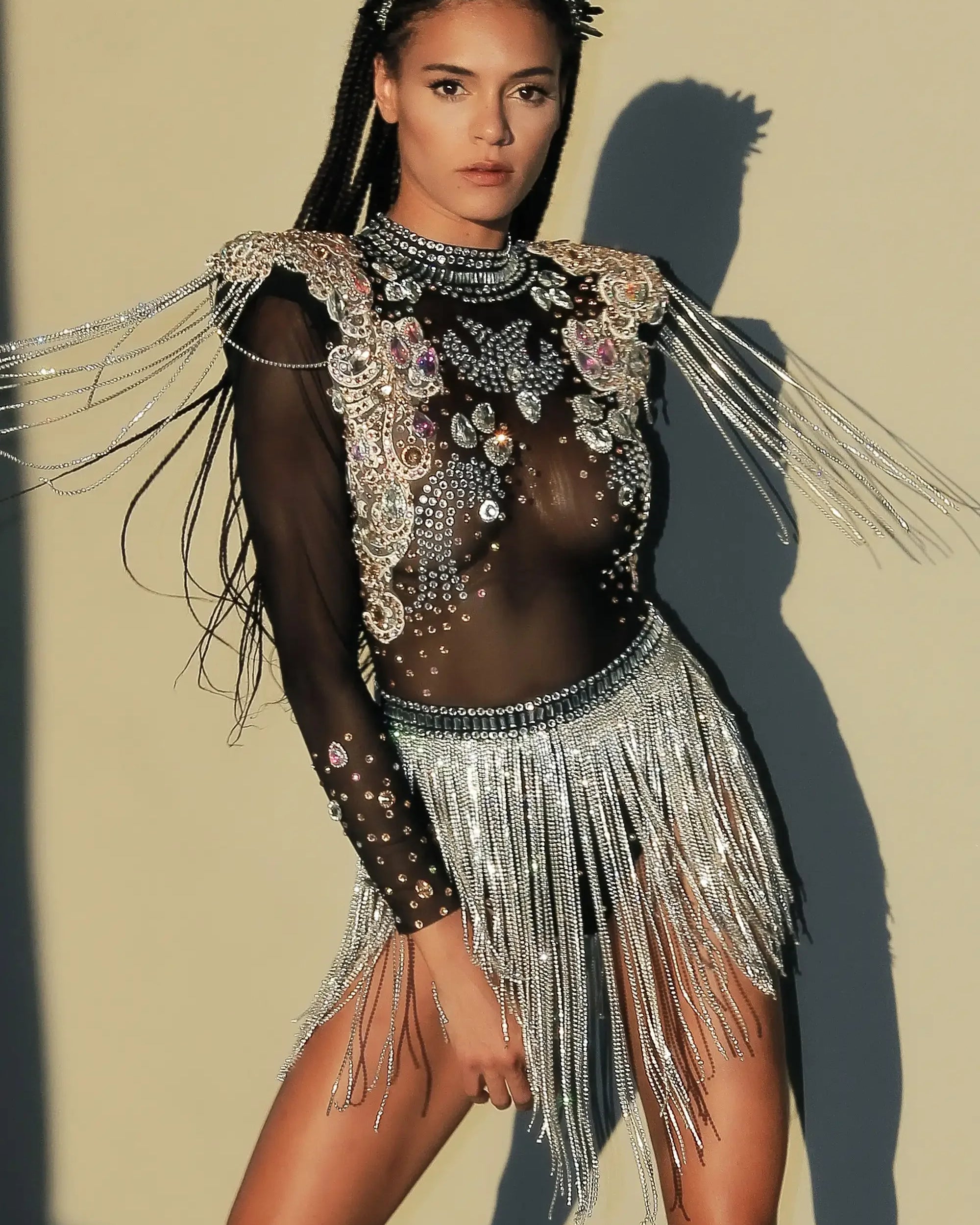 Rhinestone Tassel Festival Bodysuit