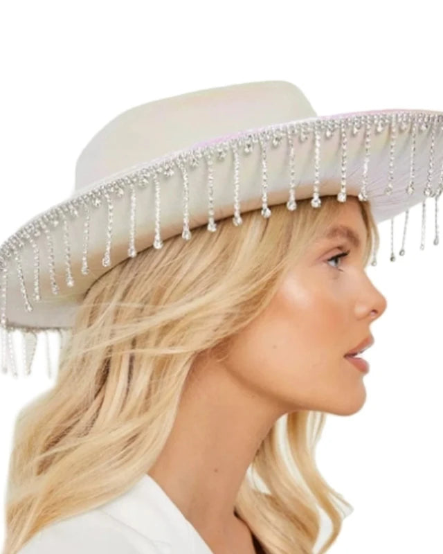 White Rhinestone Cowgirl Hat