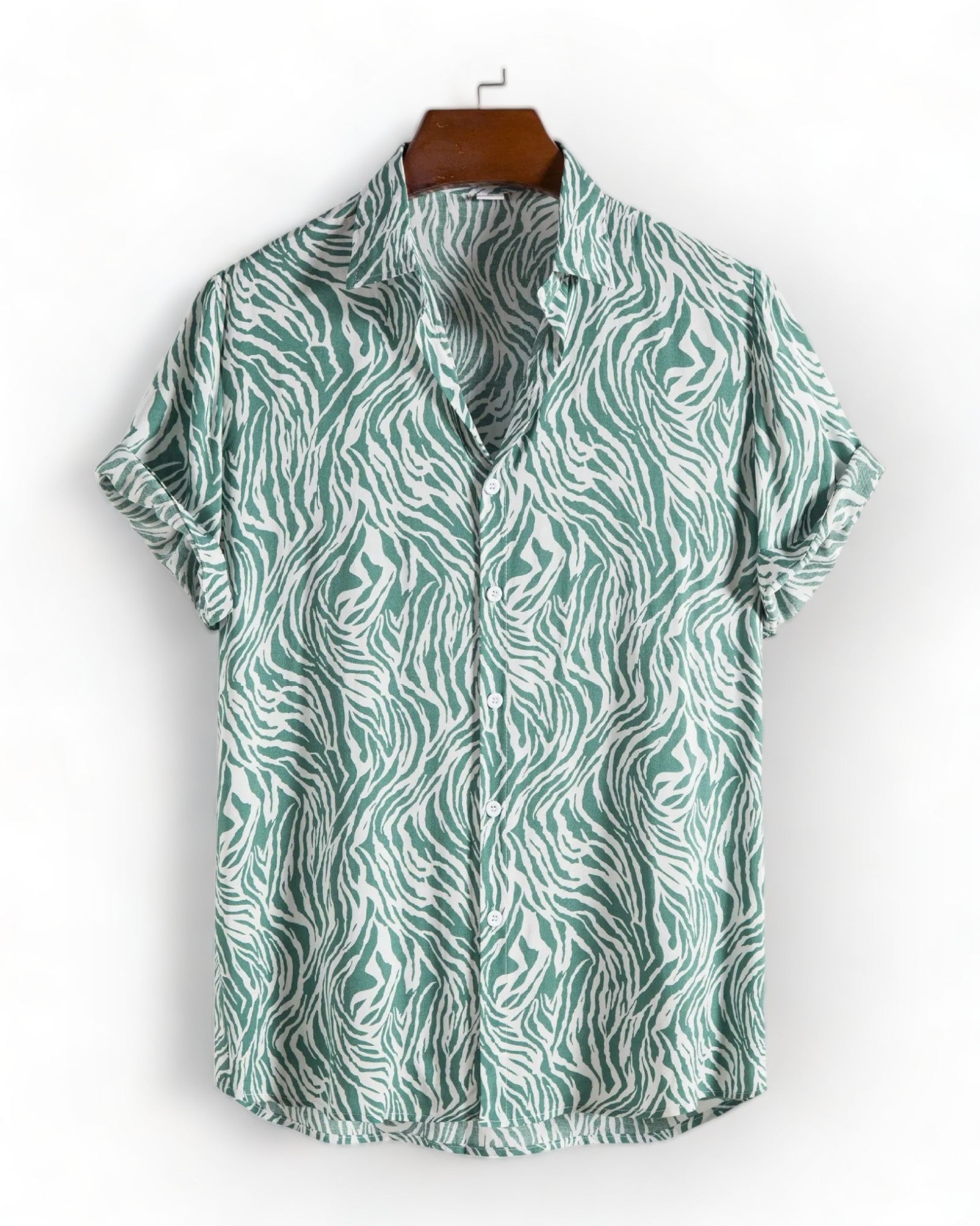 green Short Sleeve Animal Print festival Shirt