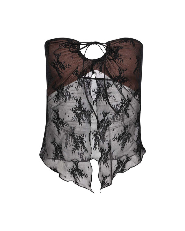 Black mesh Sexy Strapless See Through Crop Top Festival outfit