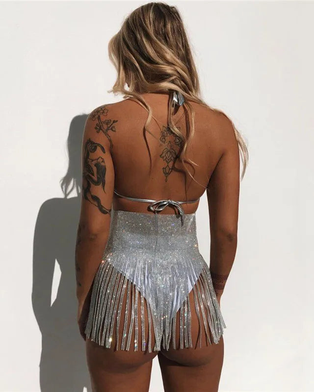 Tassel Rhinestone Sequin Skirt