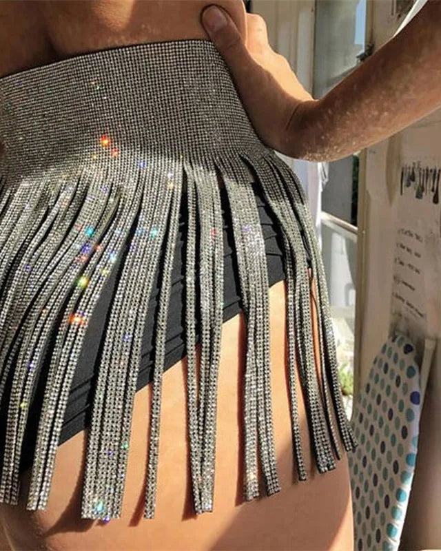 Tassel Rhinestone Sequin Skirt3