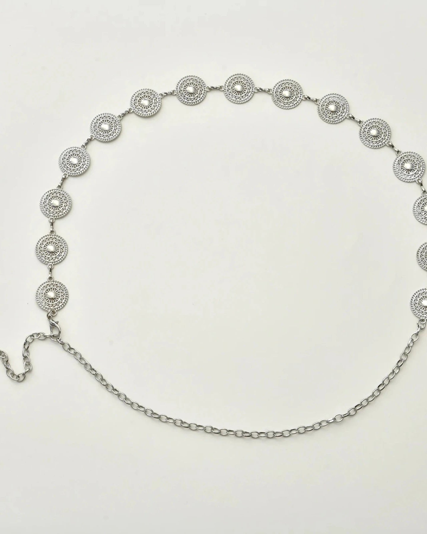 silver Buckle Long Waist Belt Dress Body Chain Carved Metal Ring festival outfit fashion